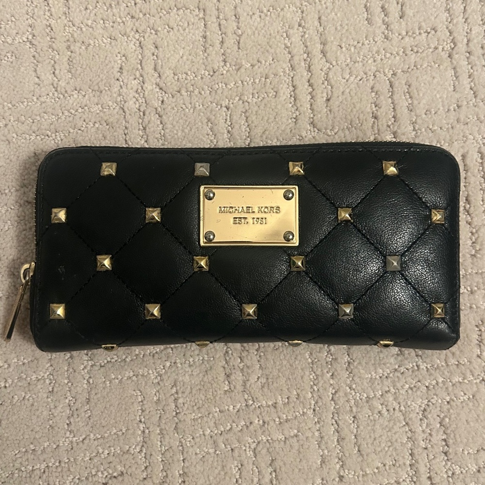 Michael Kors Studded Wallet with Zip Closure